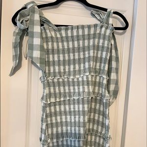 Green and white checkered dress